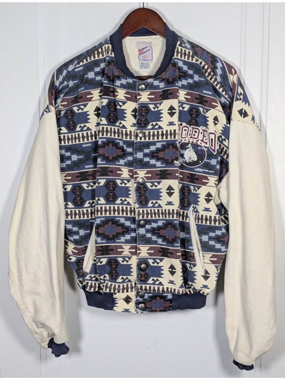 Vintage Rodeo America Aztec Canvas Jacket Mens Large USA Made PRCA 90s Cowboy